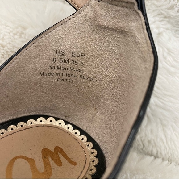 Sam Edelman Faux Patent Leather Ankle Strap Heels Black Size 8.5 - Picture 5 of 11